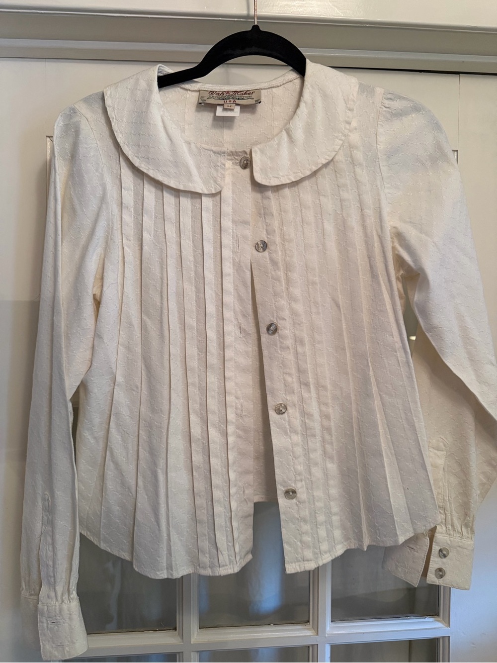 Vintage Collection WAH MAKER Off-White Peter Pan Collar Women’s Medium Blouse